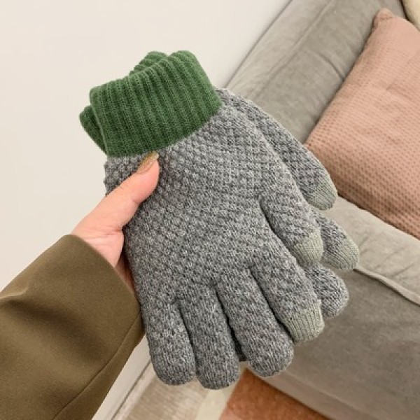 Warm Couple Cute Woolen Stripe Touchable Gloves