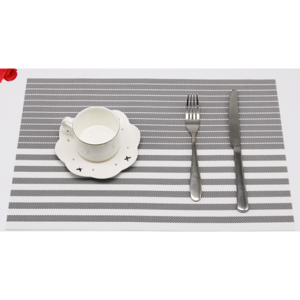 Gray and White Striped Teslin Placemat,one colour only,Plastic【Packaging without Words】_201604923_hd