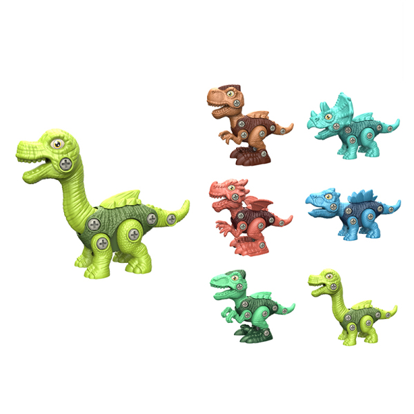 Set of 3 pieces with 6 disassembly and assembly dinosaur combinations