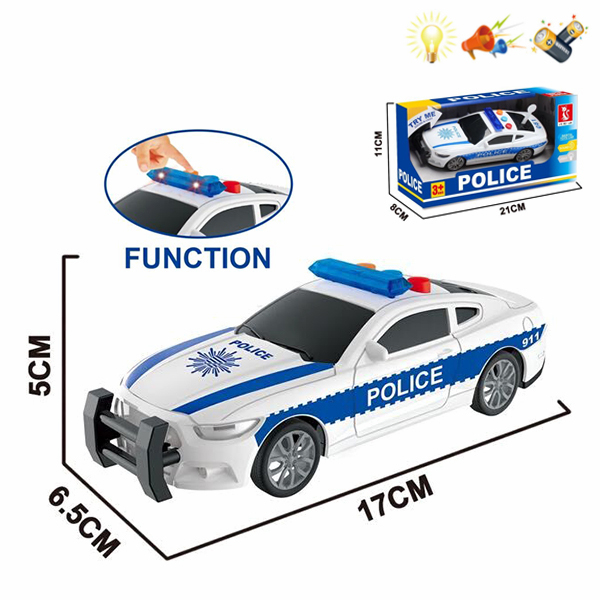 Полицейская машина инерционный Со светом Со звуком IC без слов С элементами питания Чёрные колёса серия "Полиция" пластик【Упаковка на английском языке】_200765372_hd
