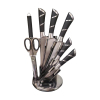 Набор ножей из нержавеющей стали из восьми предметов Double Bar Twill Black Handled Knives Eight Piece Set Acrylic Knife Block,Только один вид,Металл【Упаковка на английском языке】_P02725024_2_m