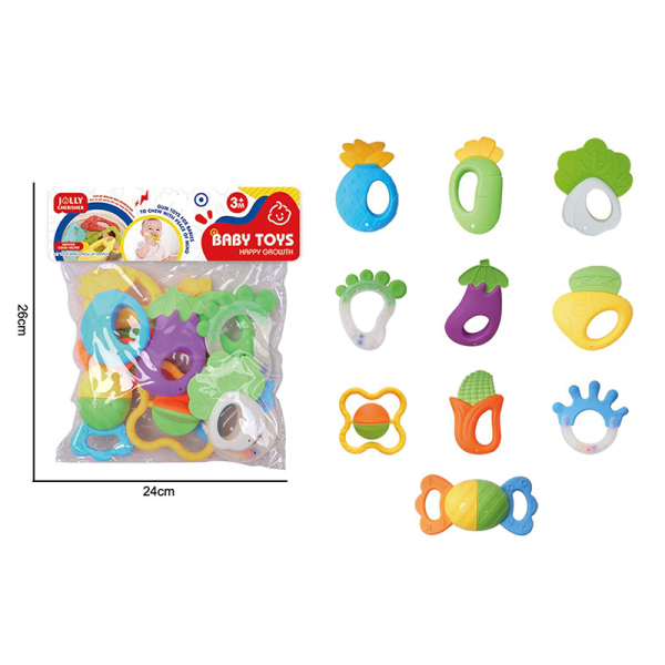 10 (pcs) Cartoon puzzle soothing baby gum toy set