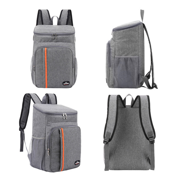 Thermal insulation multifunctional outdoor picnic backpack single color plain gray [no text packaging]