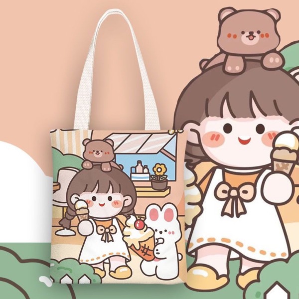 Cartoon Canvas Shopping Bag,one colour only,Textile【Packaging without Words】_201842204_hd