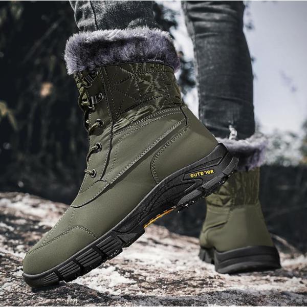 High-top waterproof padded warm snow boots,Men,#43,Green,12,Colored box,Faux leather【Packaging without Words】_201608471_hd