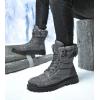 High-top waterproof padded warm snow boots,Men,#45,Gray,12,Colored box,Rubber,pigskin【Packaging without Words】_201608420