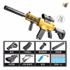 Electric Box M416 w/USB Charging Cable, Magazine, Grip, Muffler, Scope, 10* Softball Gold Color,Мягкие пули,На батарейках,Пистолет-пулемёт
,С элементами питания,Комбинация цветного материала и нанесения цвета распылением,пластик【Упаковка без надписей】_201162955