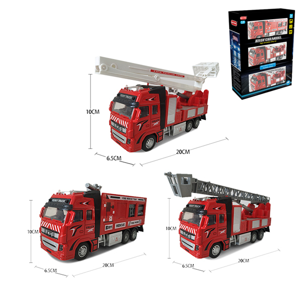 3 Пожарные машины 3 типа Инерционный механизм (с отводом назад) Масштаб 1:32 Чёрные колёса Металл【Упаковка на английском языке】_200691065_hd