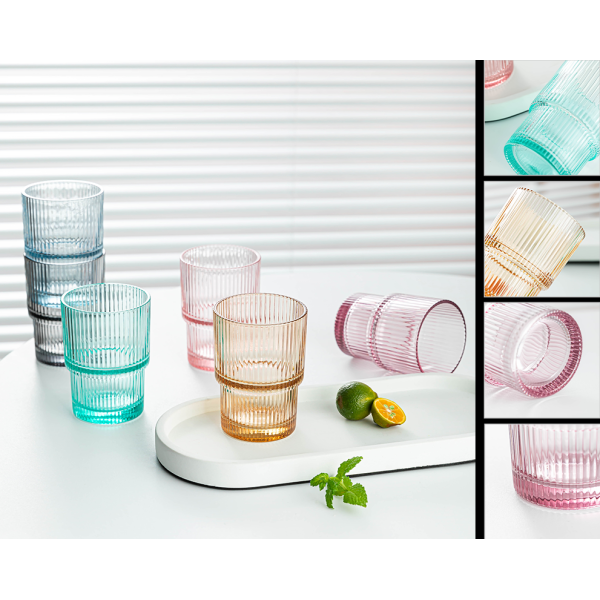 Ledong Vertical Pattern Cup 6-piece Set,one colour only,glass【Chinese English  Packaging】_201981578_hd