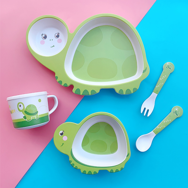 Bamboo fiber children's tableware set [26.3 * 20.3 * 8.3cm]