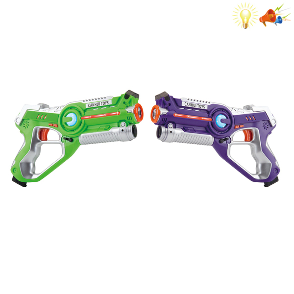 2 guns Electric To do battle Pistol
 Lights Sound Shaking IC without language Spray painting and solid color Plastic【English Packaging】_200510931_hd