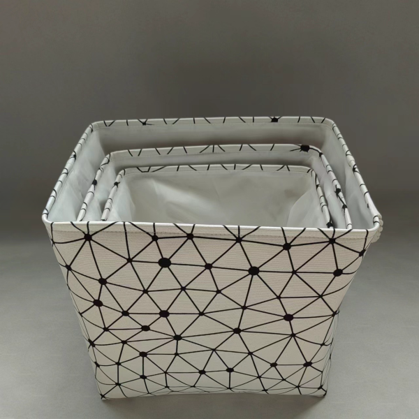 Line patterned fabric dirty clothes basket, folding storage basket, laundry basket, monochrome clear packaging [no text packaging]