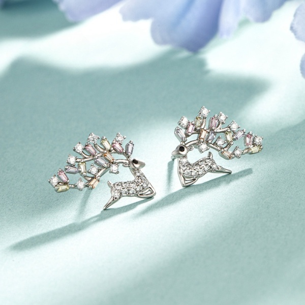 Cute Deer Colored Earrings, Single Color Clear Pack [English Packaging]