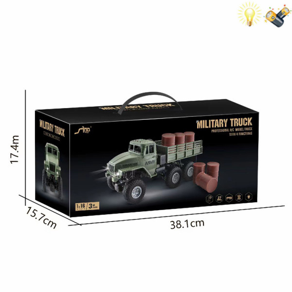 Six wheeled military vehicle with USB cable