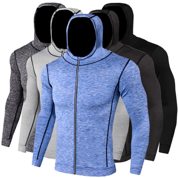 Fitness Running Training Zipper Warm Casual Hoodie Windproof Quick Dry Jacket Long Sleeve S-XXXL Men 92% Spandex 8% Polyester [No Text Packaging].