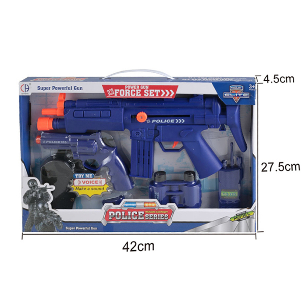 Gun with pistol, holster, whistle, telescope, walkie talkie Inertia Submachine Gun with pistol, holster, whistle, telescope, walkie talkie Solid color Plastic【English Packaging】_200566583_hd