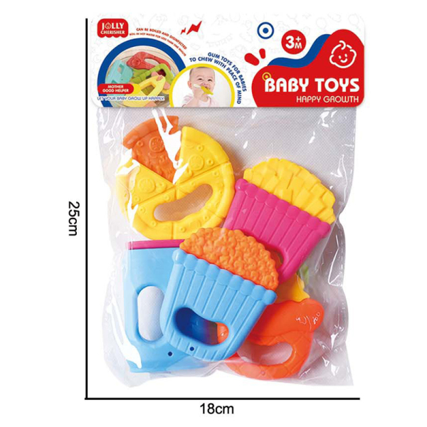 6 (pcs) Cartoon puzzle soothing baby gum toy set