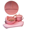 6-piece set of silicone tableware for children 【 21 * 26.5 * 9CM 】 pink,one colour only,Silica gel【English Packaging】_201883258