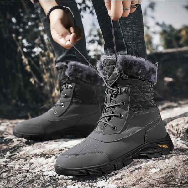 High-top waterproof padded warm snow boots,Men,#43,Gray,12,Colored box,Faux leather【Packaging without Words】_201608451_hd