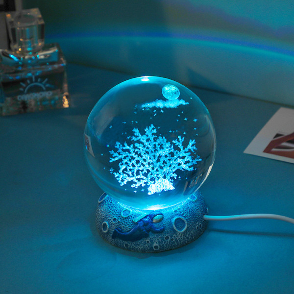 Creative crystal ball night light (6cm round ball+resin base),one colour only,Plastic【Packaging without Words】_201869460_hd