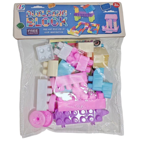 Puzzle building block set with macarons in multiple colors