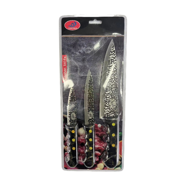 Electrophoretic embossing process 9cm fruit knife, 12cm utility knife, 17.5cm Santoku knife set Weight 251g,one colour only,Metal【English Packaging】_201453985_hd