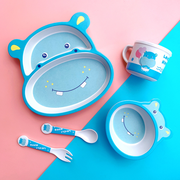 Bamboo fiber children's tableware set [26.3 * 20.3 * 8.3cm]