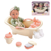 Smiling face enamel doll with bathtub, bath ball, soap, accessories 9 inches 【English Packaging】_201323035