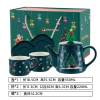 Christmas themed tea set with one pot, two cups, and two plates 【 550ml+220ml 】,one colour only,Ceramics【English Packaging】_201896523