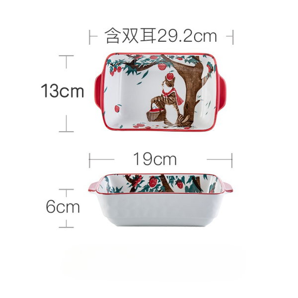 Ping An Tree Double Ear Ceramic Baking Bowl [29.2 * 13 * 6CM],one colour only,Ceramics【Packaging without Words】_201876834_hd