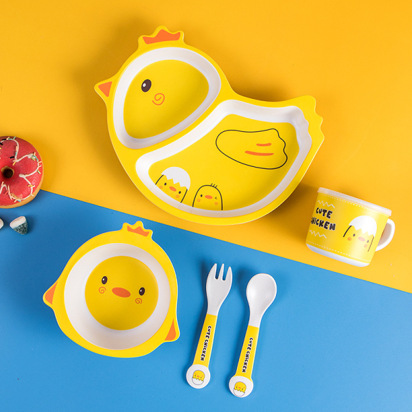 Bamboo fiber children's tableware set [26.3 * 20.3 * 8.3cm]