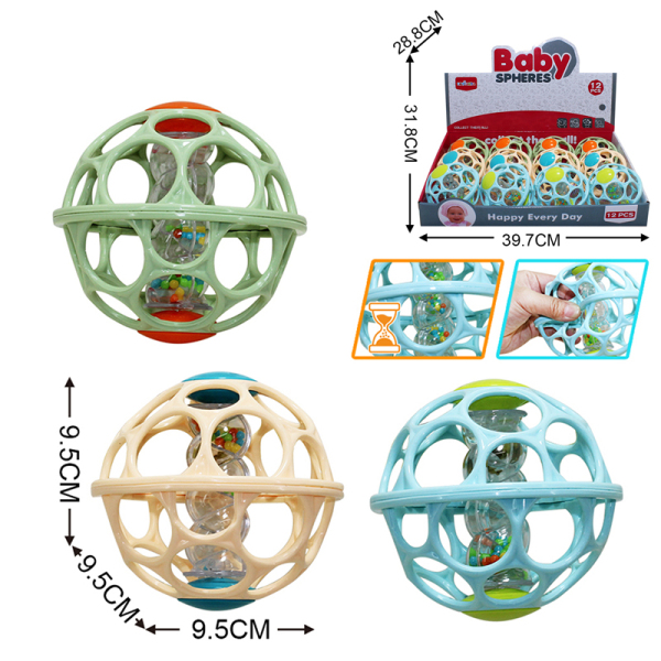 12PCS Baby Grip Ball Мягкие резиновые погремушки 3 цвета,пластик【Упаковка на английском языке】_201797140_hd