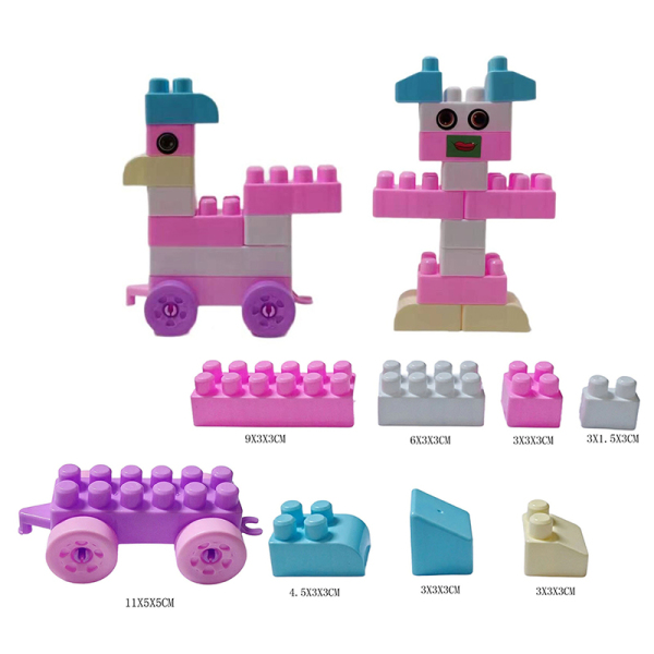 Puzzle building block set with macarons in multiple colors