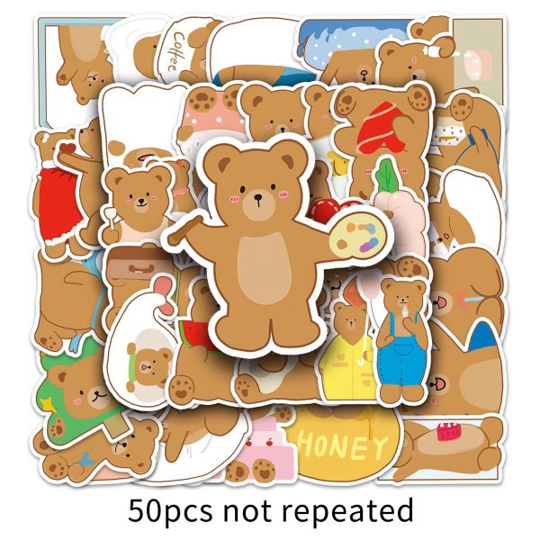 50 Hand Drawn Bear Cartoon Stickers,Multiple styles,Plastic【Packaging without Words】_201800498_hd