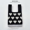 Knitted Heart Tote Bag,Black,one colour only【Packaging without Words】_201568080