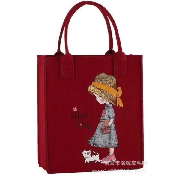 0.3mm large capacity open cartoon felt tote bag,one colour only【Packaging without Words】_201600092_hd