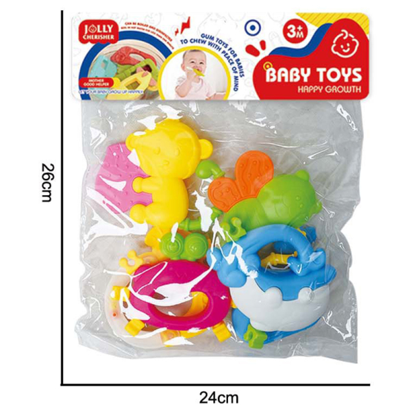 6 (pcs) Cartoon puzzle soothing baby gum toy set