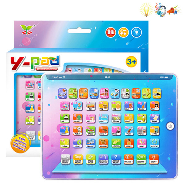 English ABC Teaching Letter Word Story Song Toy Learning Machine Electric Ipad Color screen Lights Sound Music English language IC Study Story one colour only Plastic【English Packaging】_200676352_hd