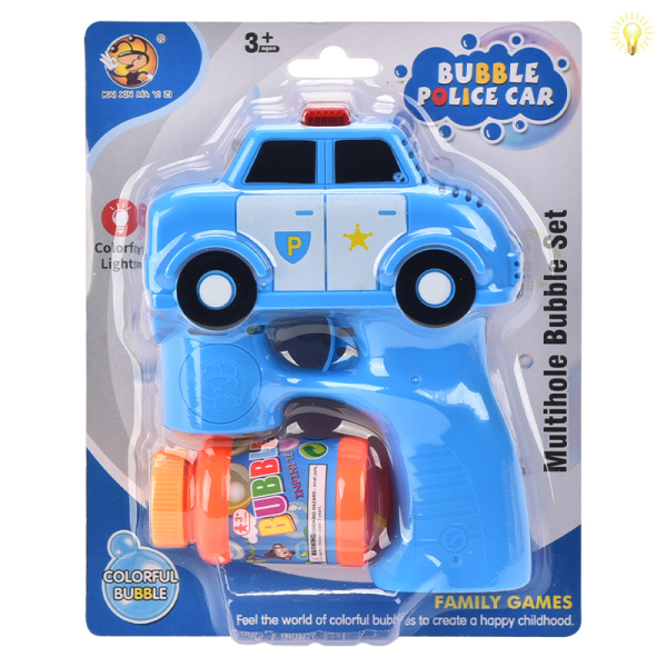 Porous cartoon police car bubble gun,Electric,Lights,Spray painting,Plastic【English Packaging】_201970899_hd