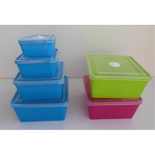 Square Plastic Crisper Box Monochrome Clear [No Text Packaging