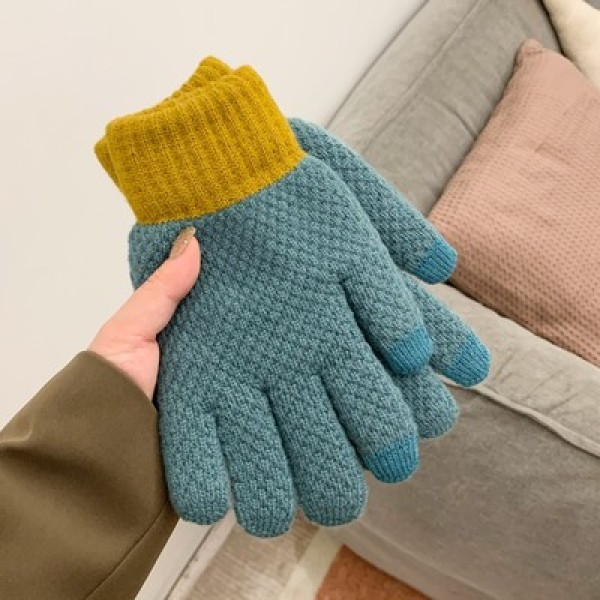 Warm Couple Cute Woolen Stripe Touchable Gloves