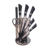 Набор из восьми предметов Double Bar Black Handle Knives Stainless Steel Eight Piece Set Acrylic Knife Block,Только один вид,Металл【Упаковка на английском языке】_201578506