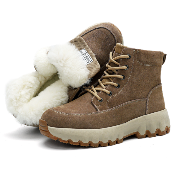 Wool warm snow boots sheepskin color box color box 12 khaki size 38 men [no text packaging].