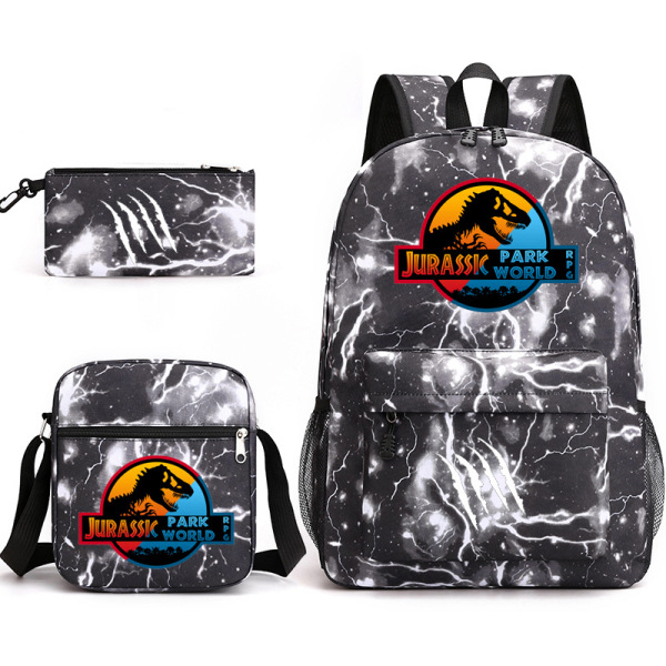 Youth Cartoon Fashion Backpack 3-Piece Set Monochrome Clear Pack [No Text Packaging]