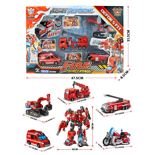 5pcs alloy fire engine