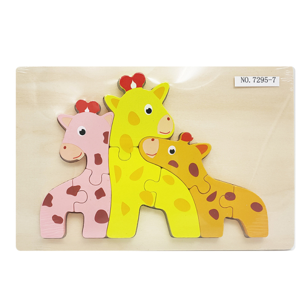 Wooden three-dimensional giraffe parent-child puzzle wood【English Packaging】_201188510_hd