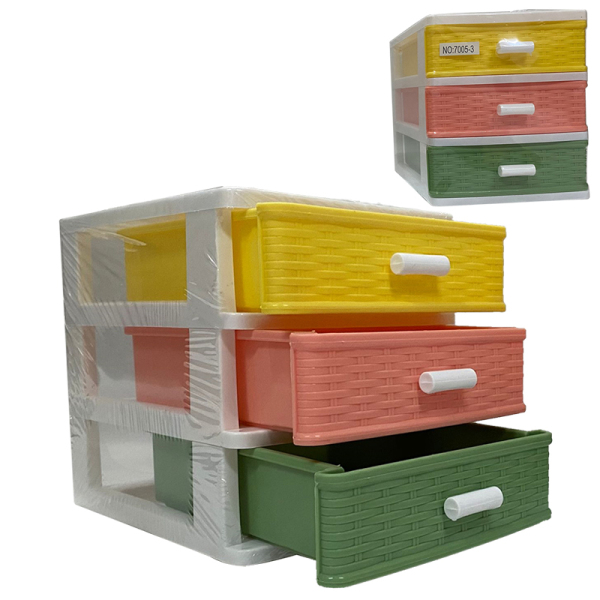 Solid color 3-layer drawer storage box  Plastic【English Packaging】_201353110_hd