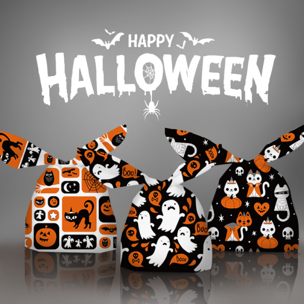 50PCS 13.5*22 Halloween three candy bags,Almond Cookies / Macaroni Packaging,Multiple styles,Plastic【English Packaging】_201414302_hd