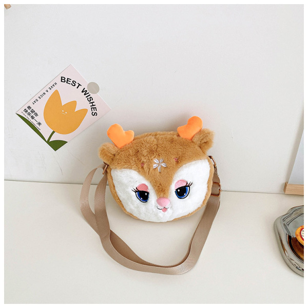 Plush cartoon change crossbody bag