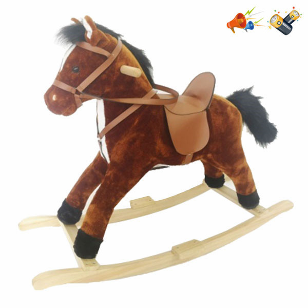 Electric wooden rocking horse with horse barking